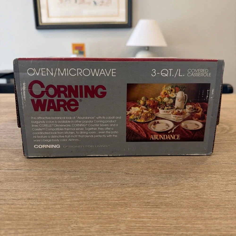 VTG Corning Ware Abundance A-3-B Casserole Dish 3 QRT/Liter NEW IN SEALED BOX